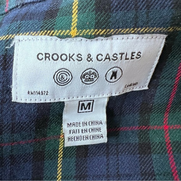 Crooks & Castles Plaid Button Down Shirt Size Medium - Picture 10 of 13